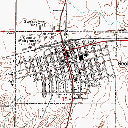 Topographic Map of City of Scobey, MT