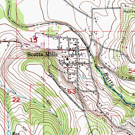 Topographic Map of City of Scotts Mills, OR