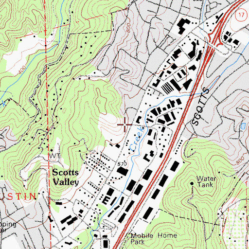 Topographic Map of City of Scotts Valley, CA