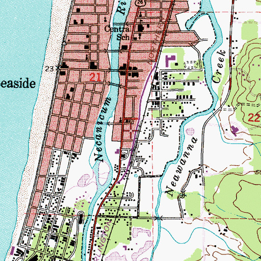 Topographic Map of City of Seaside, OR