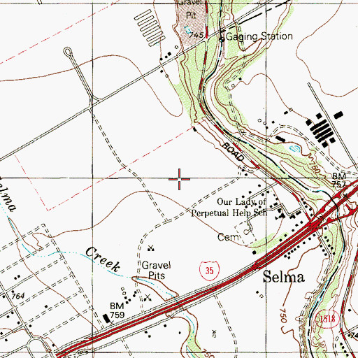 Topographic Map of City of Selma, TX