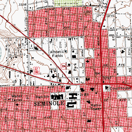 Topographic Map of City of Seminole, TX