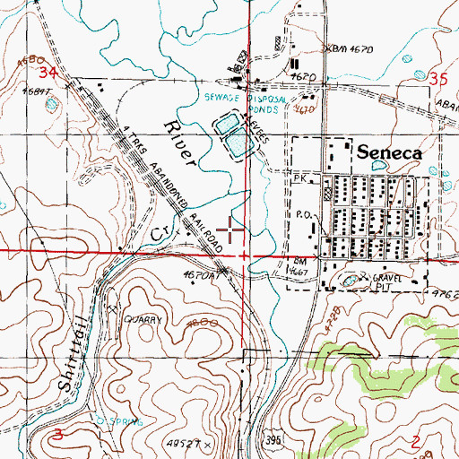 Topographic Map of City of Seneca, OR