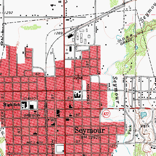 Topographic Map of City of Seymour, TX