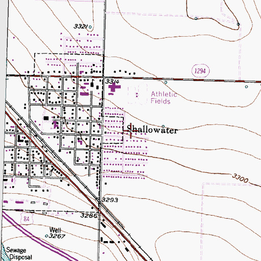 Topographic Map of City of Shallowater, TX