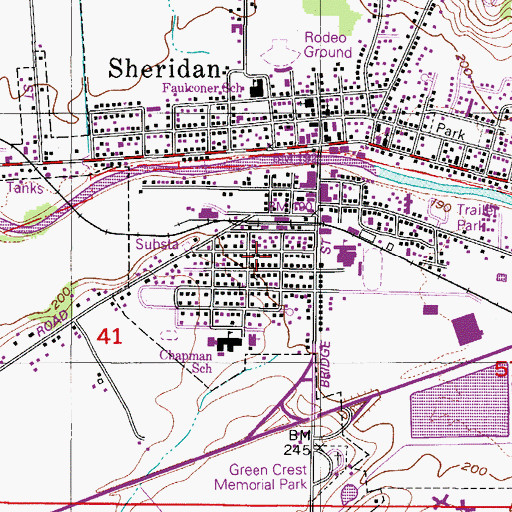 Topographic Map of City of Sheridan, OR
