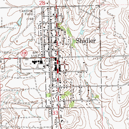 Topographic Map of City of Shidler, OK