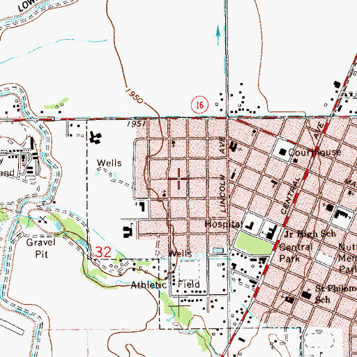 Topographic Map of City of Sidney, MT