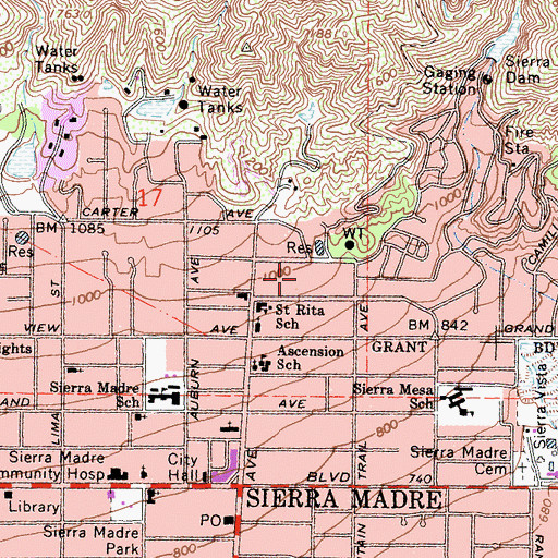 Topographic Map of City of Sierra Madre, CA