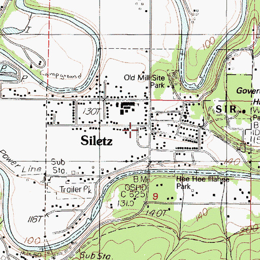 Topographic Map of City of Siletz, OR