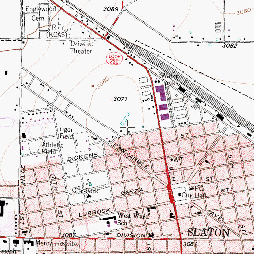 Topographic Map of City of Slaton, TX