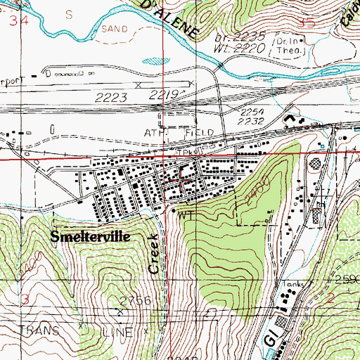 Topographic Map of City of Smelterville, ID