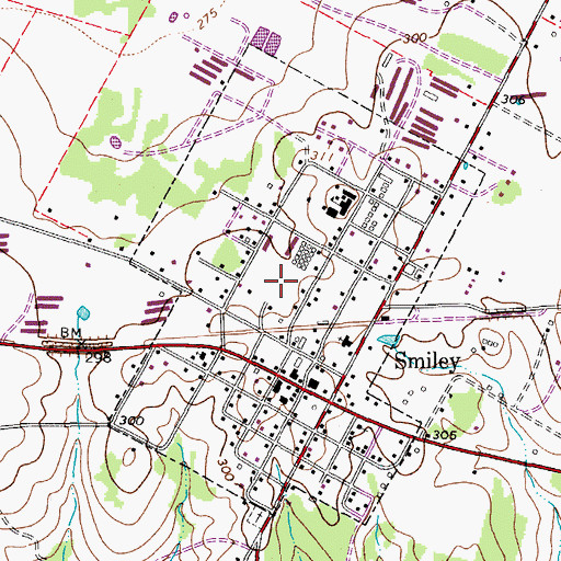 Topographic Map of City of Smiley, TX