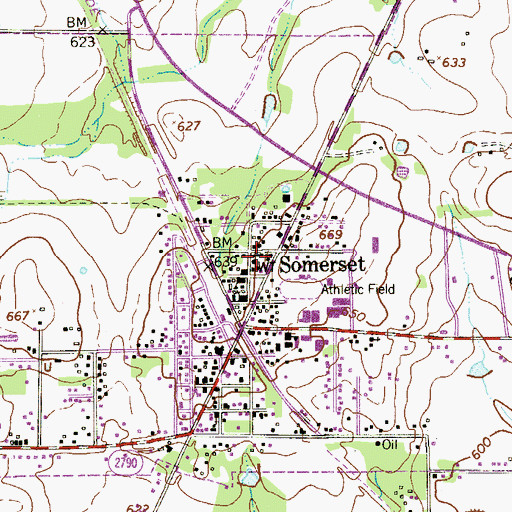 Topographic Map of City of Somerset, TX