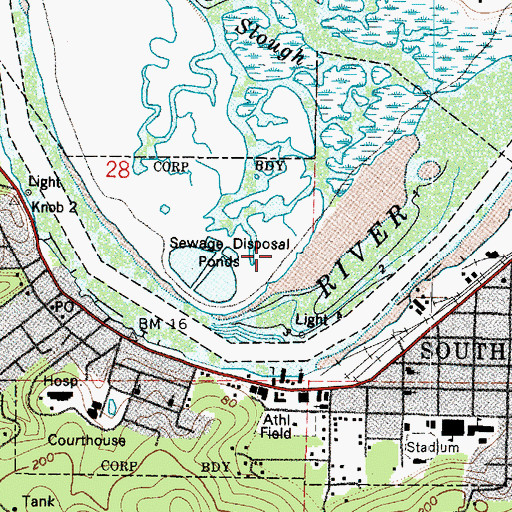 Topographic Map of City of South Bend, WA