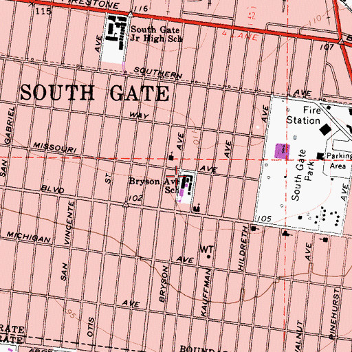 Topographic Map of City of South Gate, CA