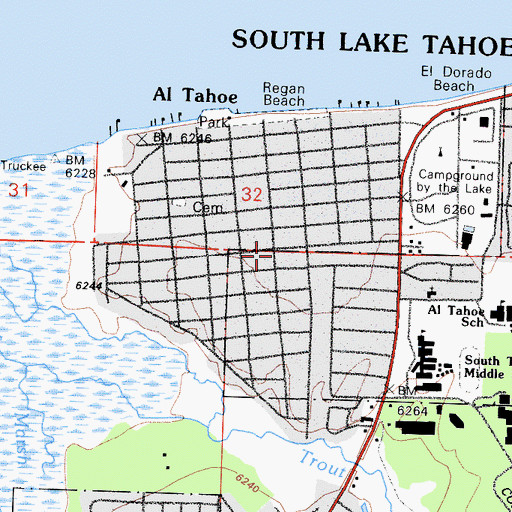 Topographic Map of City of South Lake Tahoe, CA