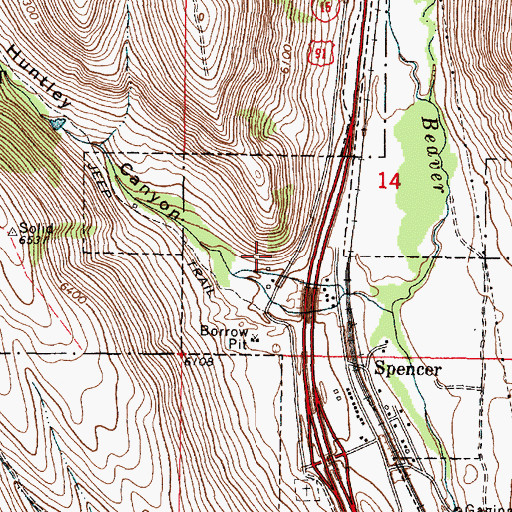 Topographic Map of City of Spencer, ID