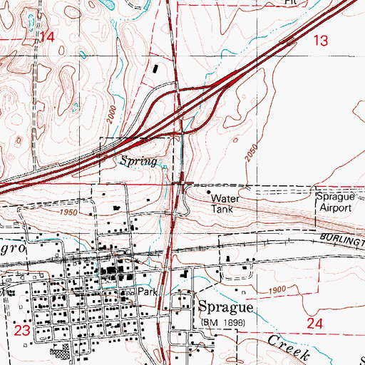 Topographic Map of City of Sprague, WA