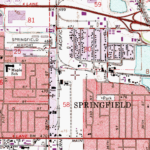 Topographic Map of City of Springfield, OR