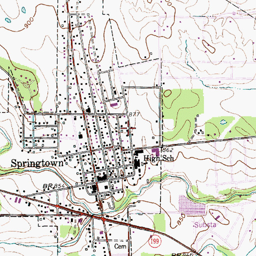 Topographic Map of City of Springtown, TX