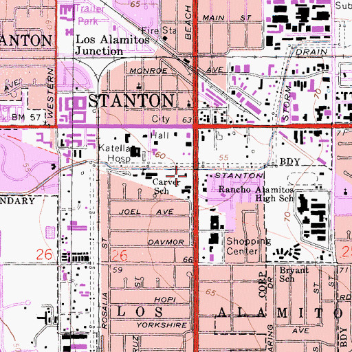 Topographic Map of City of Stanton, CA