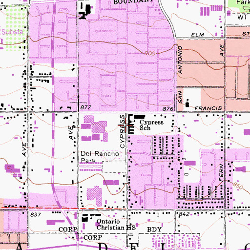Topographic Map of Richard E Haynes School, CA