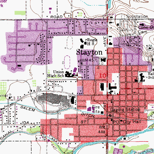Topographic Map of City of Stayton, OR