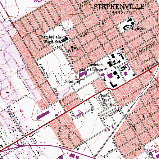 Topographic Map of City of Stephenville, TX