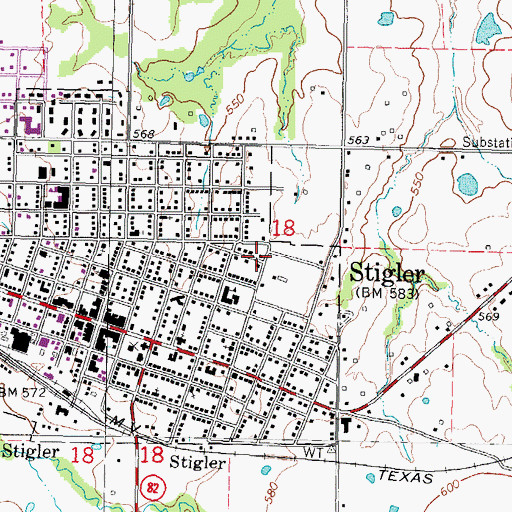 Topographic Map of City of Stigler, OK