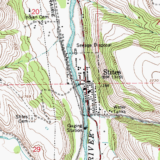 Topographic Map of City of Stites, ID