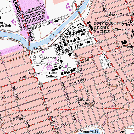 Topographic Map of City of Stockton, CA