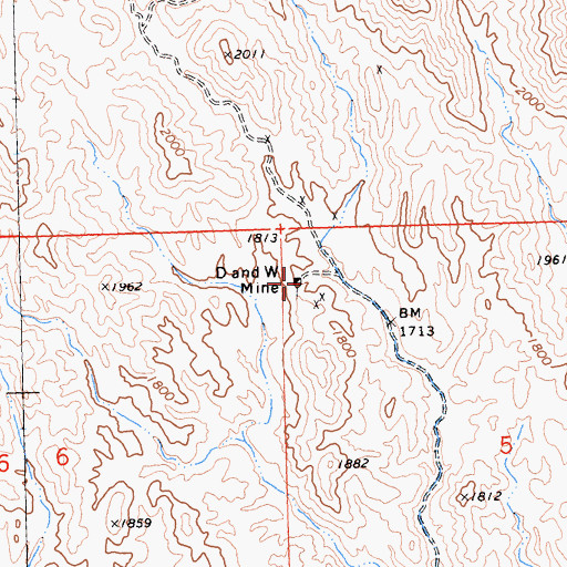 Topographic Map of D and W Mine, CA