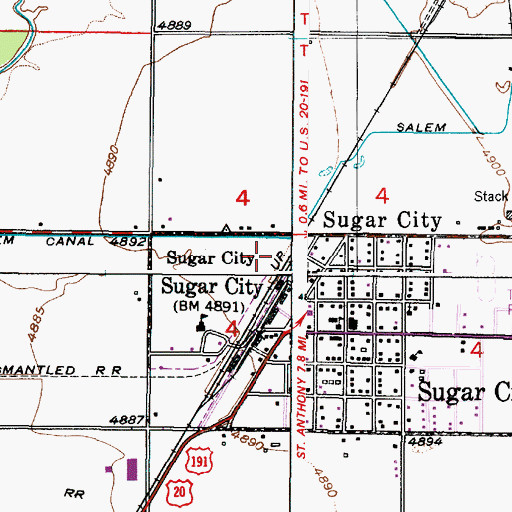 Topographic Map of City of Sugar City, ID
