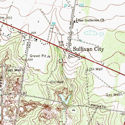 Topographic Map of City of Sullivan City, TX