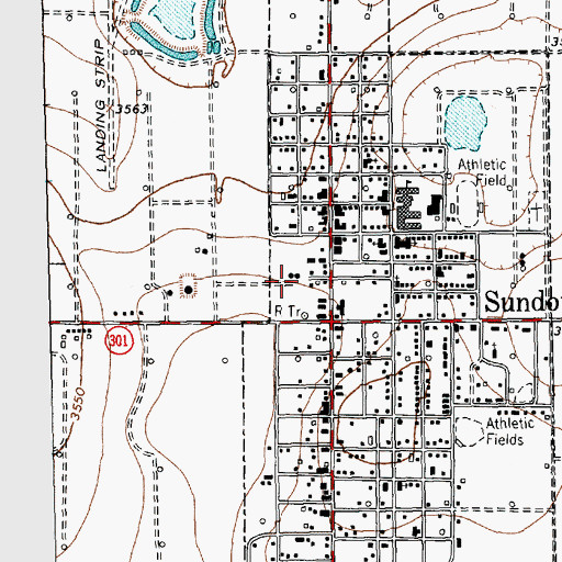 Topographic Map of City of Sundown, TX