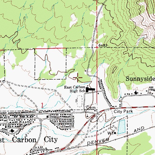 Topographic Map of City of Sunnyside, UT