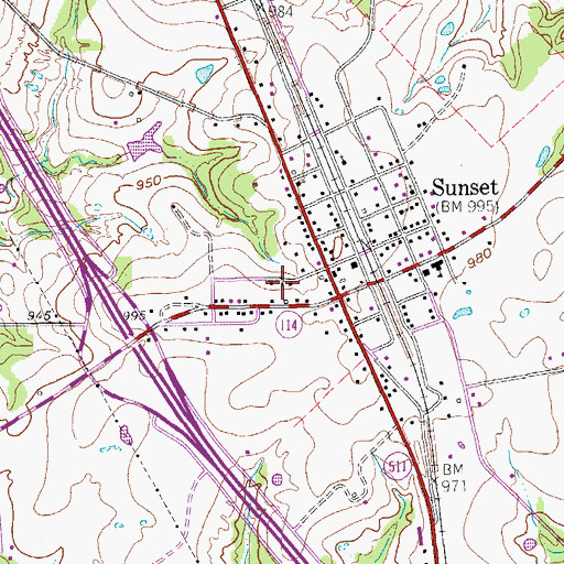 Topographic Map of City of Sunset (historical), TX