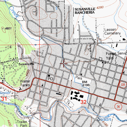 Topographic Map of City of Susanville, CA
