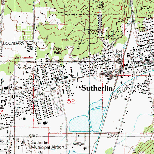 Topographic Map of City of Sutherlin, OR