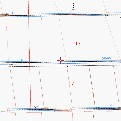 Topographic Map of D Drain, CA