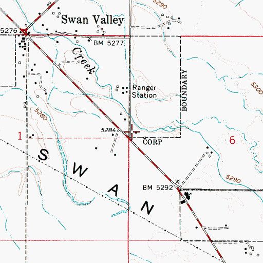 Topographic Map of City of Swan Valley, ID