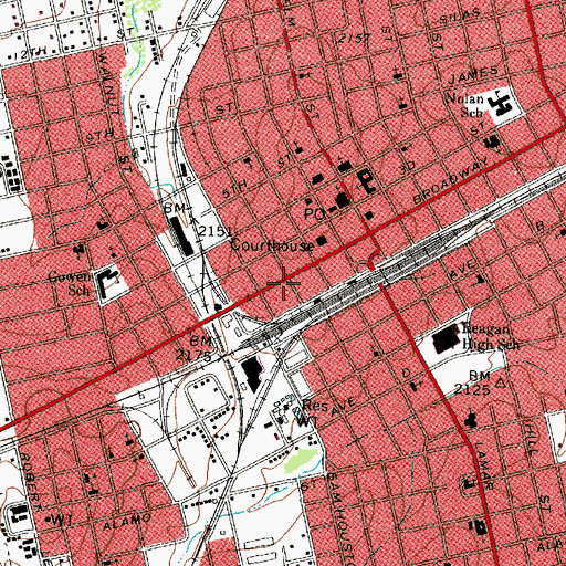 Topographic Map of City of Sweetwater, TX