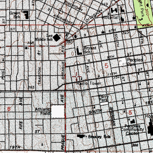 Topographic Map of City of Tacoma, WA