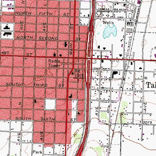 Topographic Map of City of Tahoka, TX