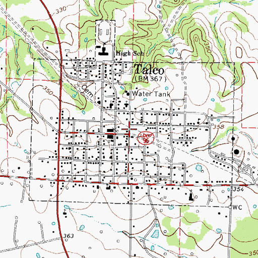 Topographic Map of City of Talco, TX
