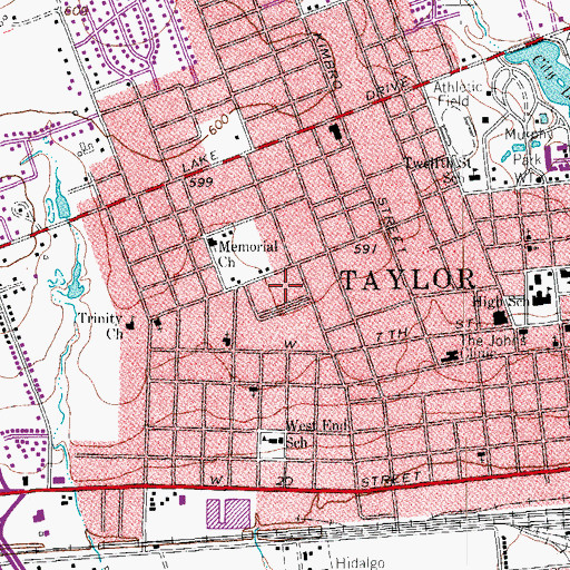 Topographic Map of City of Taylor, TX