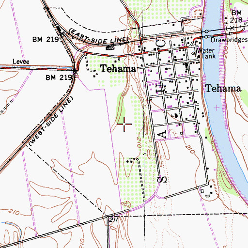 Topographic Map of City of Tehama, CA