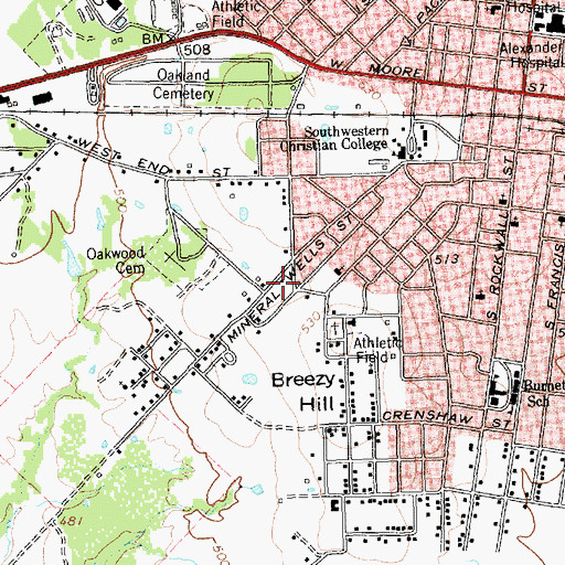 Topographic Map of City of Terrell, TX
