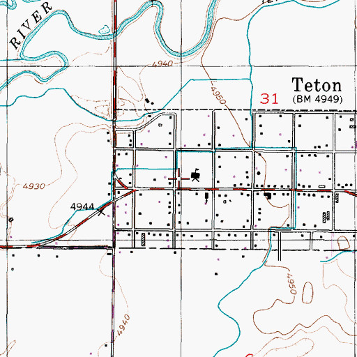 Topographic Map of City of Teton, ID